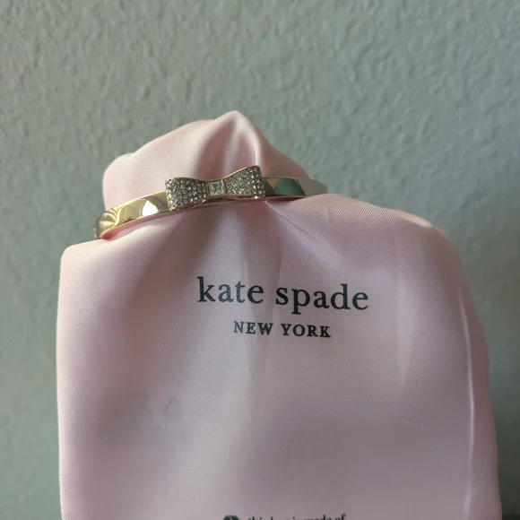 Kate Spade Rose Gold-tone Bow Crystal Bangle with Pink Pouch - Limited Edition - Picture 10 of 16